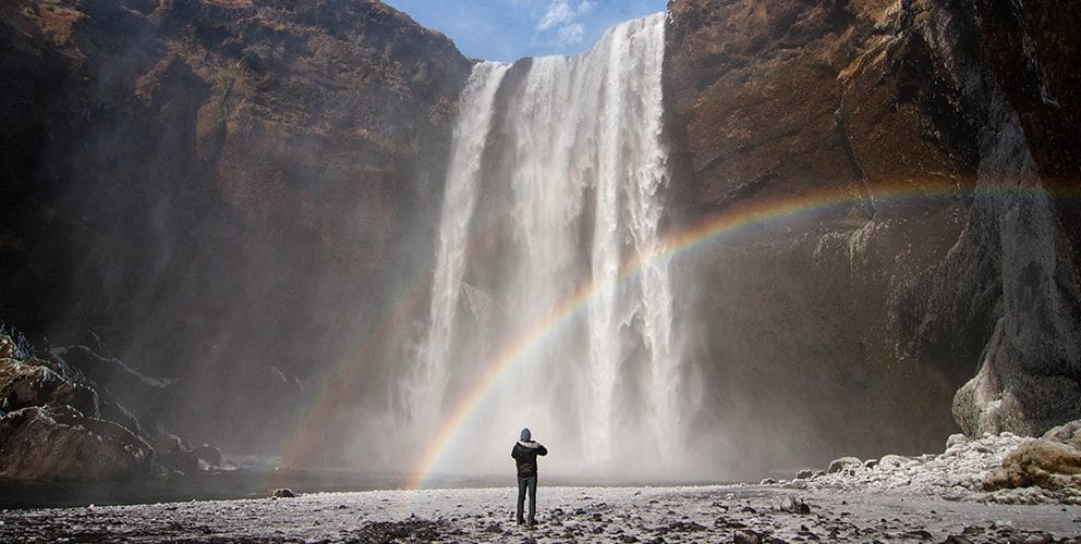 Icelandic waterfall rainbow