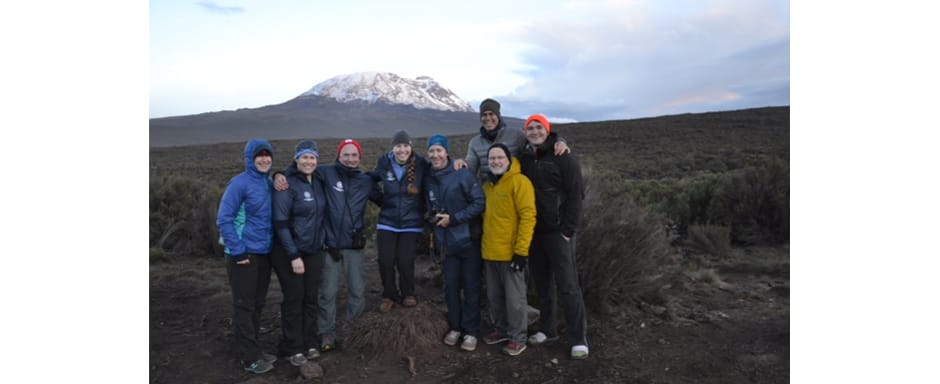 Group in front of Mt Kilimanjaro