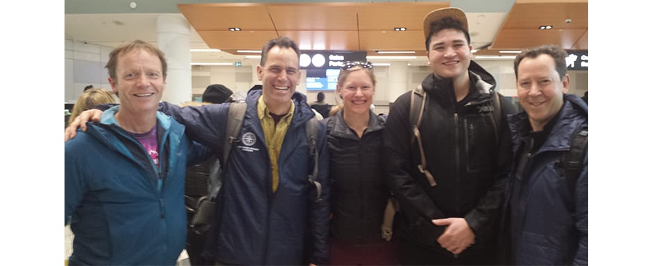 Angus, Colin, Ami, Seb and David departing Toronto Pearson International Airport
