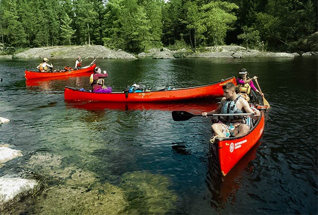 Image of a group canoeing in the lake
