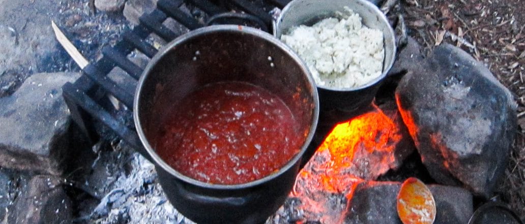 Image of food cooking on fire