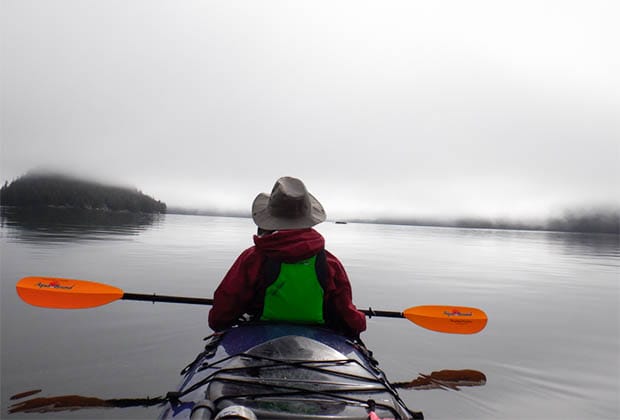 Image of a person kayaking in the sea