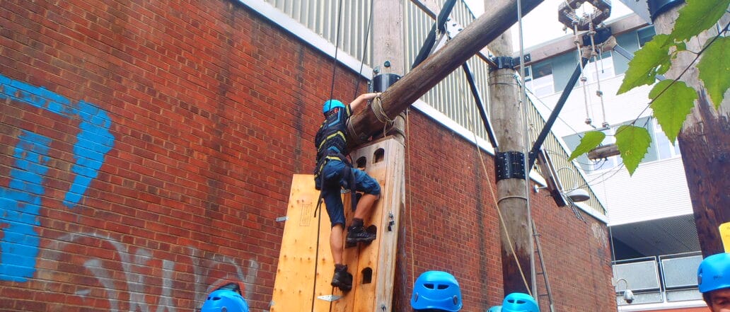 teen climbing high ropes at Don Valley Brickworks