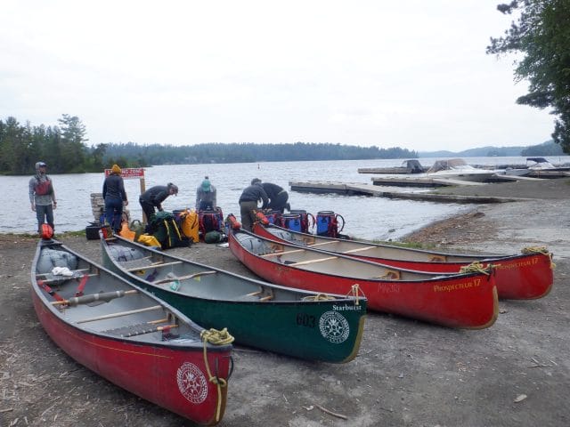 canoes resting in algonquin park
