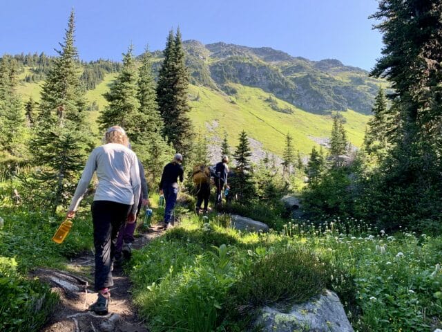 teens hiking in the mountains